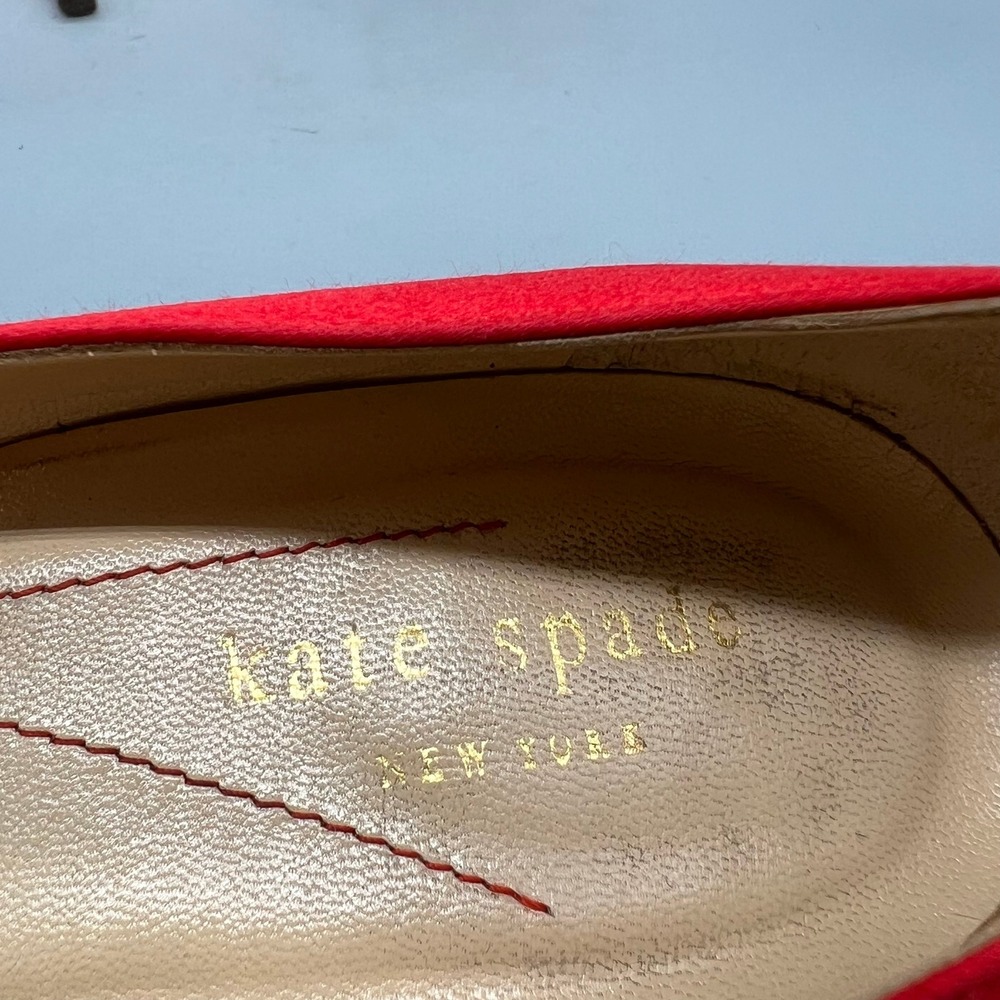 Kate Spade Shoes Womens 8.5 Red Satin Rosette Stiletto Heels Coquette Vtg Pumps - Picture 10 of 11